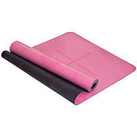 Килимок для йоги з розміткою Record FI-8307 колір рожевий ds