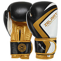 Перчатки боксерские кожаные Zelart CONTENDER 2.0 VL-8202 размер 10 унции цвет черный-золотой ds
