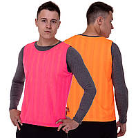 Манишка для футбола двусторонняя мужская цельная (сетка) Zelart CO-0791 цвет оранжевый-розовый ds
