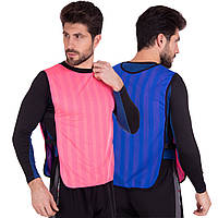 Манишка для футбола двусторонняя мужская с резинкой Zelart CO-0792 цвет синий-розовый ds