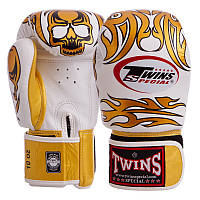 Перчатки боксерские кожаные TWINS FBGVL3-31 размер 10 унции цвет белый-золотой ds