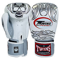 Перчатки боксерские кожаные TWINS FBGVL3-31 размер 10 унции цвет белый-серебряный ds