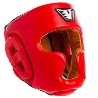 Шлем боксерский с полной защитой кожаный VELO VL-8193 размер XL цвет красный ds