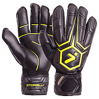 Перчатки вратарские с защитой пальцев STORELLI Zelart FB-905 размер 9 цвет черный-желтый ds