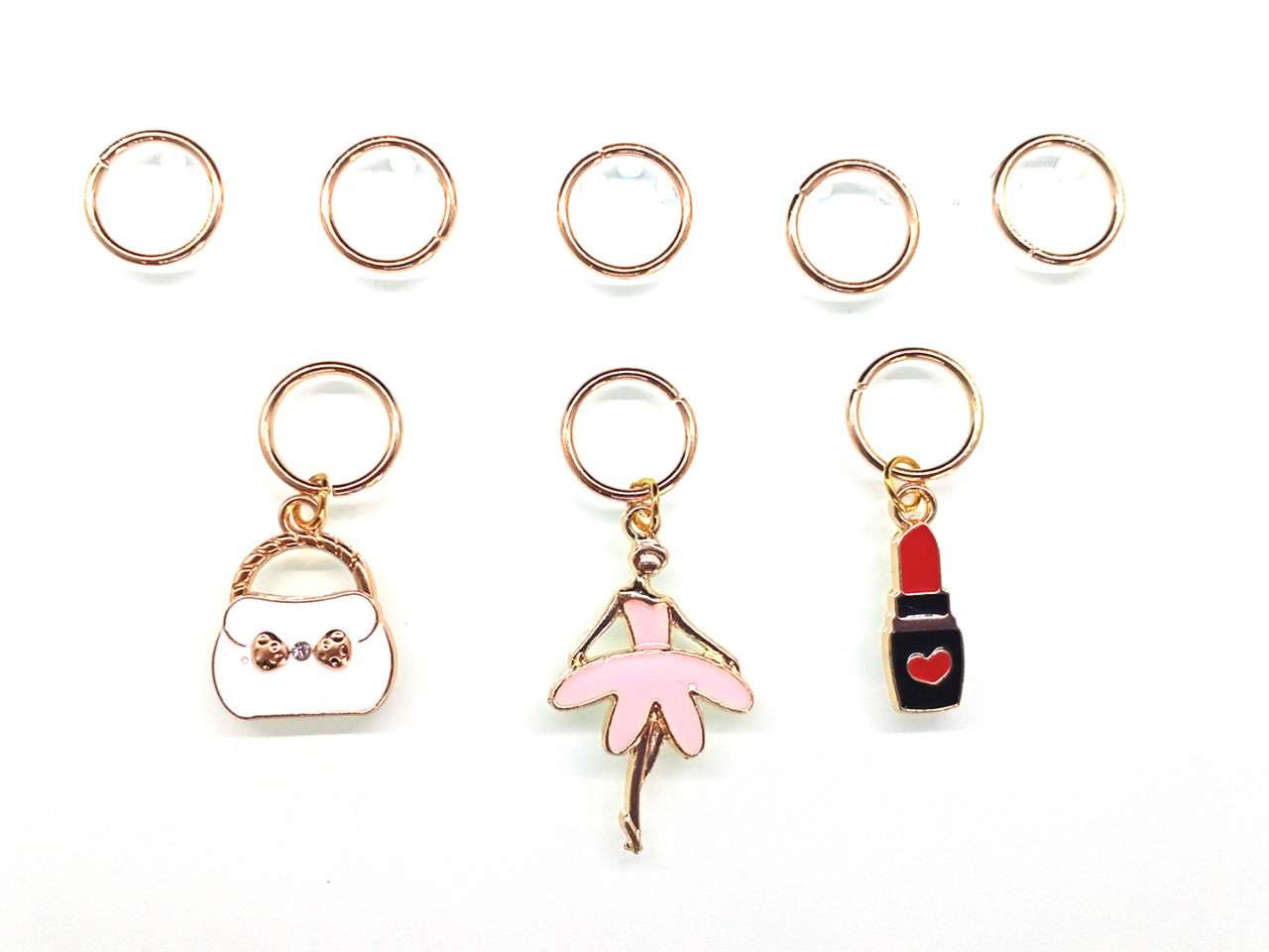 Панянка в рожевому — Пірсинг для волосся #510, набір (8 шт.), золотистий, фото 1