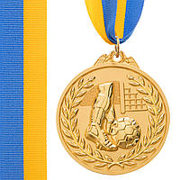Медаль спортивная с лентой двухцветная Zelart Футбол C-7030 цвет золотой ds