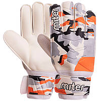Перчатки вратарские MITER FB-6744 размер 10 цвет серый-оранжевый ds