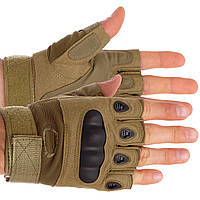 Перчатки тактические с открытыми пальцами и усиленым протектором Military Rangers BC-4624 размер XL цвет хаки