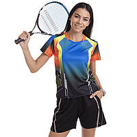 Комплект одежды для тенниса женский футболка и шорты Lingo LD-1817B размер M цвет голубой-черный ds