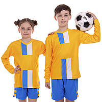 Форма футбольная детская с длинным рукавом Zelart CO-2001B-1 размер 26, рост 135-140 цвет желтый-синий ds