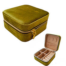 Скринька для прикрас біжутерії на блискавці 10x10 см оливкова 8672