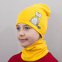 Детская шапка с хомутом КАНТА Кошка размер 52-56 желтый (OC-506) ST, код: 6484695