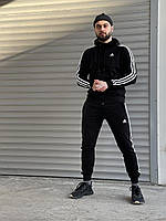 Мужской демисезонный спортивный костюм Adidas: черный, подходит для осени и весны