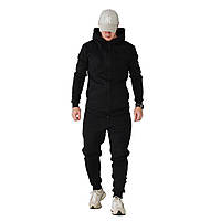 Зимний мужской спортивный костюм: теплый черный флисовый