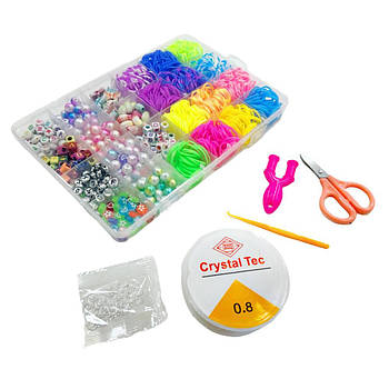 Набір плетіння гумками Rainbow Loom 550шт. + намистини Crystal Tec + аксесуари 96-67