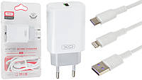 СЗУ XO L85D QC3.0 (1USB/18W) + USB - Lightning (белый) TRN