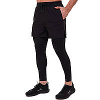 Компресійні штани тайтси з шортами 2в1 LIDONG LD-0565 розмір XL колір чорний ds