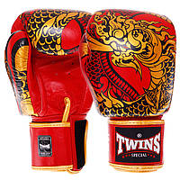 Перчатки боксерские кожаные TWINS NAGAS FBGVL3-52 размер 14 унции цвет золотой-красный ds