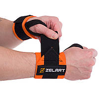 Бинты кистевые для жима Zelart TA-7807 2шт размер 7,5x30см черный-оранжевый ds
