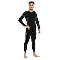 Комплект компрессионный мужской лонгслив и штаны LIDONG J01-J01K размер L цвет черный-серый ds