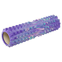 Роллер массажный цилиндр (ролик мфр) 45см Grid Spine Roller Zelart FI-9368 цвет фиолетовый ds