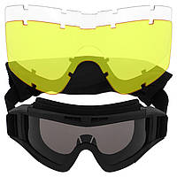 Очки защитные маска со сменными линзами и чехлом SPOSUNE JY-003-1 черный ds