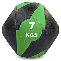 Мяч медицинский медбол с двумя ручками Record Medicine Ball FI-5111-7 7кг черный-зеленый ds