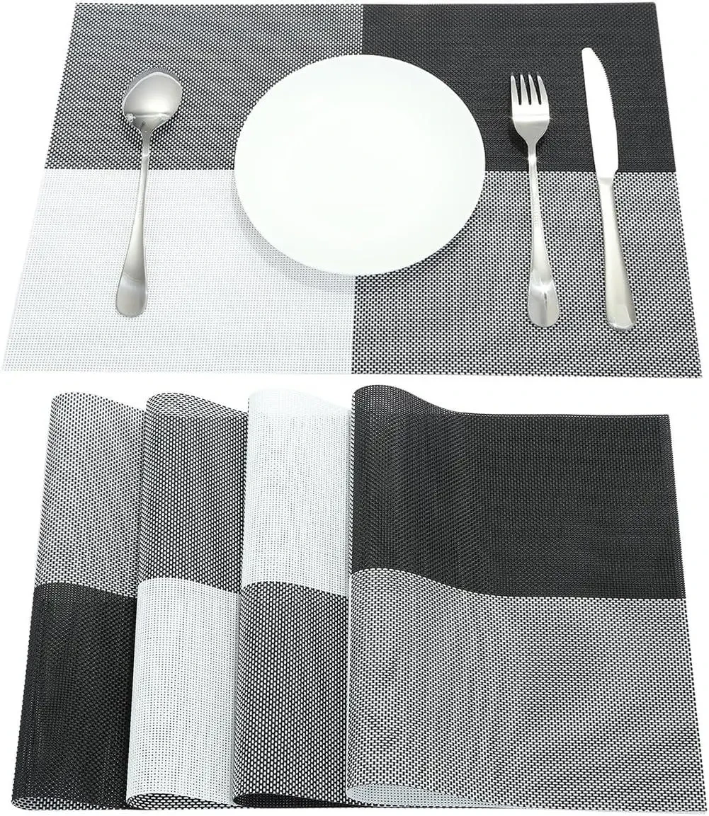 Набор из 4 салфеток теплоизоляционные, устойчивые к пятнам ПВХ для украшения обеденного стола Металлик - фото 1 - id-p2199417621