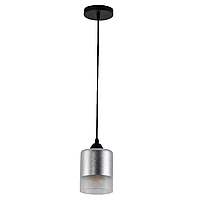 Подвесной серебристый светильник со стеклянным плафоном под лампу Е27 каркас черный Sirius XA3162/1 BK
