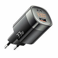 Зарядное устройство Essager Lingyun 33W GaN Digital Display Travel Charger A+C EU Black (ECTCA-LYB01-Z)