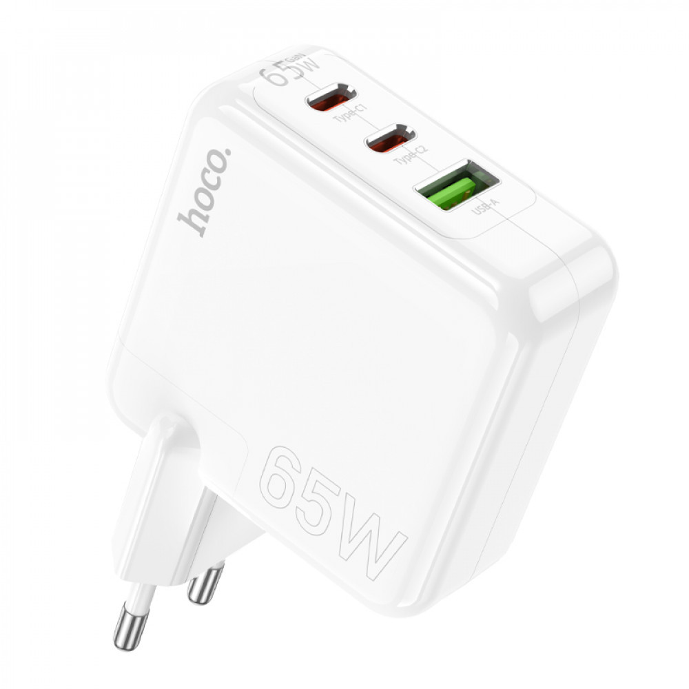 Home Charger | 65W | GaN | 2PD | QC 3.0 — Hoco C115A — White