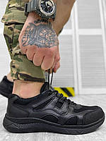 Тактические армейские демисезонные кроссовки черные полиция, мужские военные кроссовки кожа дышащие вставки