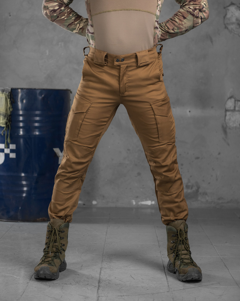 Тактичні штани Kayman койот еластичні вставки, чоловічі військові штани стрейч-котон міцні армійські штани