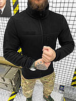 Мужская тактическая флисовая кофта чёрная на замке военная флиска чёрная полиция xxl