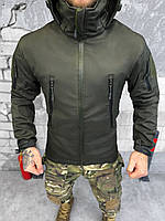 Тактическая мужская куртка олива софтшел на флисе военная демисезонная армейская куртка олива зсу Куртка, m