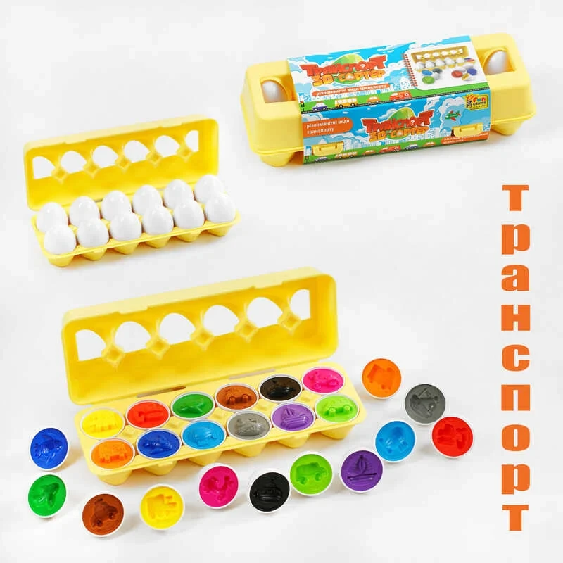 Гр 3D сортер "Транспорт" 59293 "Яєчний лоток", 12 штук в коробці (склад), фото 1