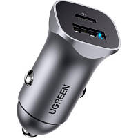 Зарядное устройство Ugreen CD130 20W USB + Type-C PD Car Charger Gray 30780 l