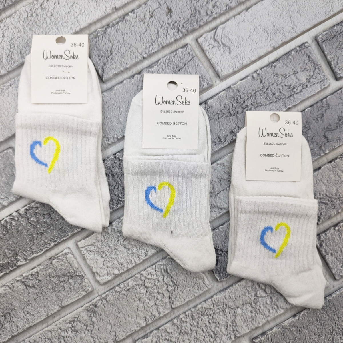Шкарпетки жіночі середні весна/осінь р.36-40 білі патріотичне сердечко WOMEN SOCKS 30038733