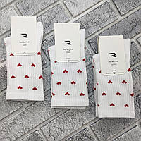 Шкарпетки жіночі високі весна/осінь р.23-25 білі з сердечками трекінгова гумка РефлексТекс 30038641