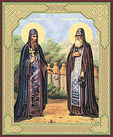Зосима и Савватий покровители пчеловодства икона святых в ламинате 10х12 с молитвой