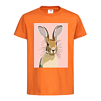 Оранжевая детская футболка С принтом заец (29-18-1-помаранчевий)