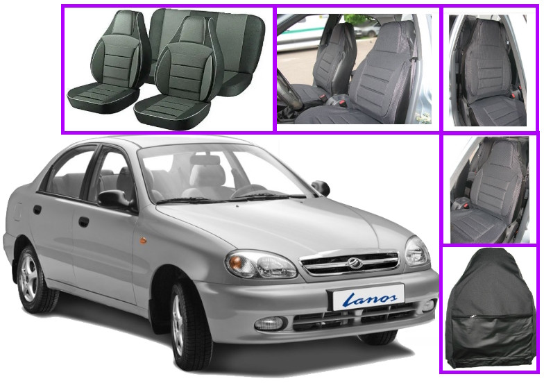Чохли модельні PILOT Daewoo Lanos сірі шкірозамінник + тканина