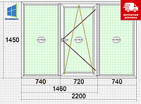 Окно пластиковое трехстворчатое Steko эконом 2200