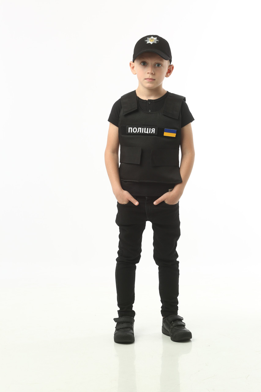 Дитячий ігровий набір "Бронежилет поліцейського" з бейсболкою на 5-7 років / Костюм для фотосесій та дитячих ігор, фото 1