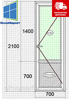 Пластиковая балконная дверь эконом 700 х 2100