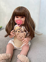 Лялька Реборн вінілова 60 см велика з волоссям, малюк, пупс дівчинка реалістична Reborn Baby Doll