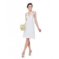 Очаровательное легкое белое платье с цветами на поясе. DreamShop