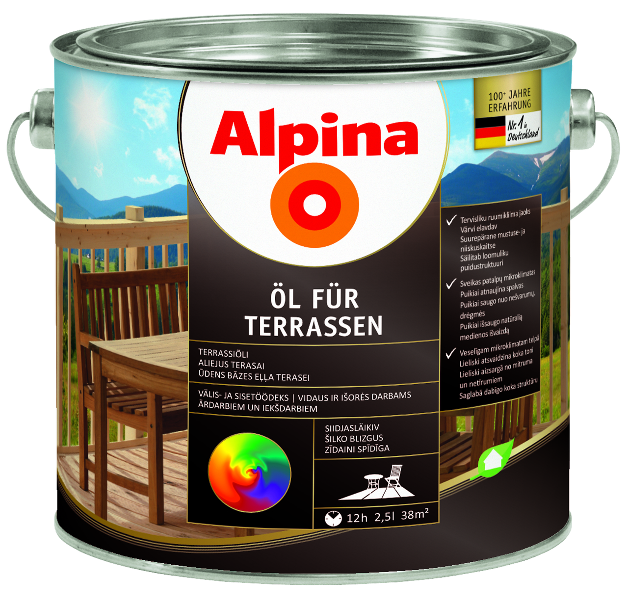 Олія для дерев'яних терас Alpina Öl für Terrassen Світлий 0.75л