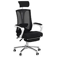 Кресло офисное с подставкой для ног, спинка сетка Ergonomic белое