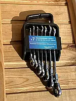 Ключи 7 ШТ комбинированные трещоточные шарнирные в наборе Wrench set ES-7